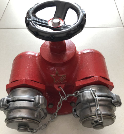 Họng tiếp nước chữa cháy D100 2 cửa ra D65 (có tay xoay)